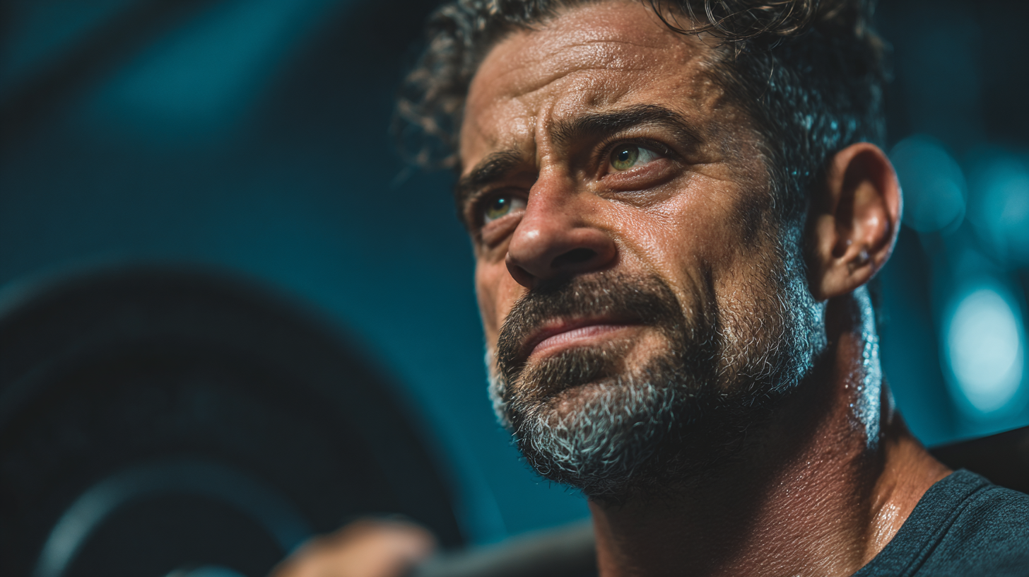 Чоловік середнього віку медитує в спальні